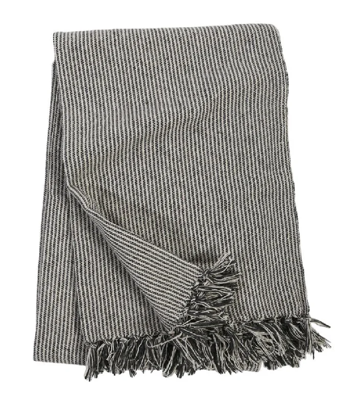 Pom Pom at Home James Handwoven Oversized Throw - Ivory/Charcoal