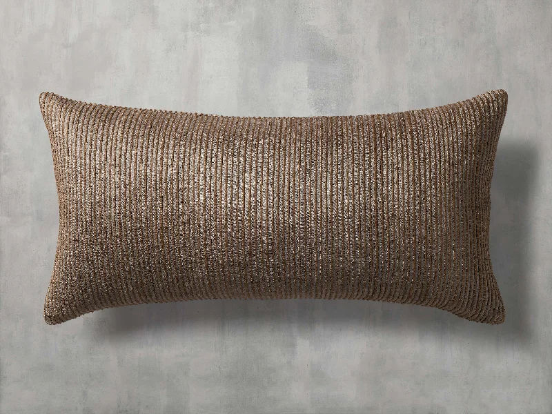 Raw Silk Ribbed Lumbar Pillow Cover