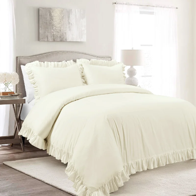 Reyna 100% Cotton Duvet Cover Ivory 3Pc Set Full/Queen