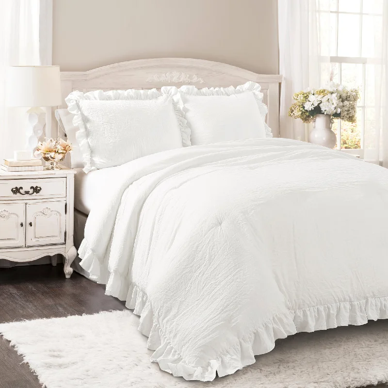 Reyna Comforter Pure White 3Pc Set Full/Queen