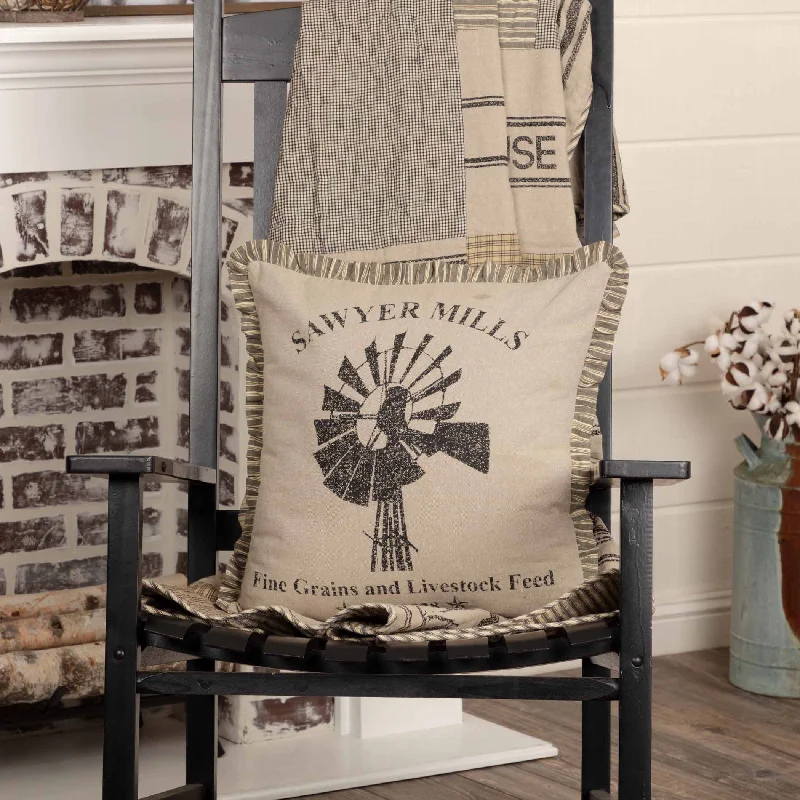 Sawyer Mill Charcoal Windmill Pillow 18x18