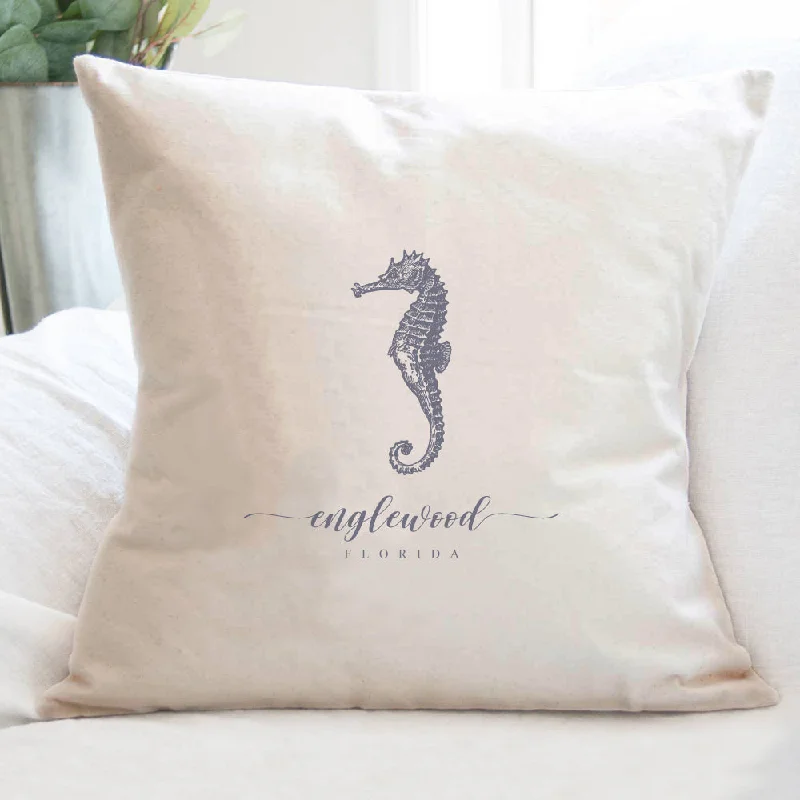 Seahorse w/ City, State - Square Canvas Pillow