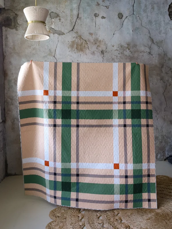 Shamrock Upscale Plaid Handmade Quilt: Throw size