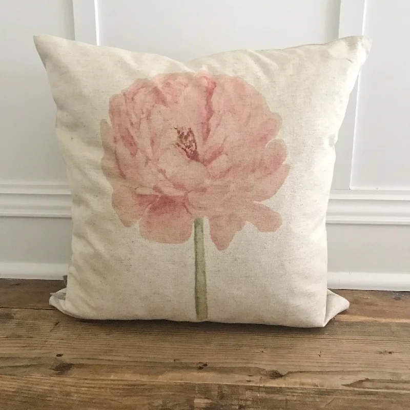 Watercolor Peony Pillow Cover