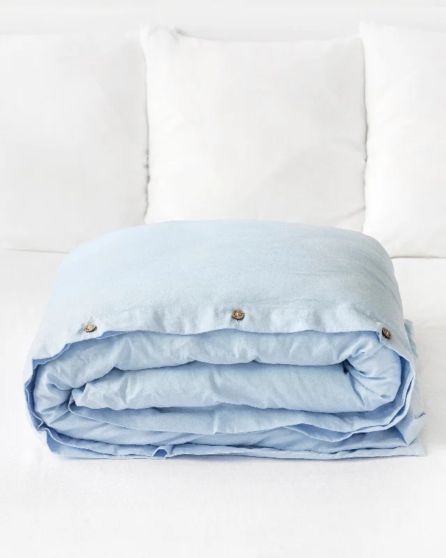 Sky blue linen-cotton duvet cover