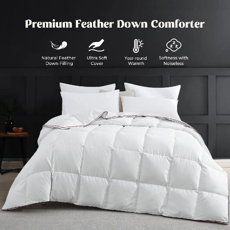 Soft Gusseted Design Down Feather Blend Comforter Duvet Insert Year Round Fluffy