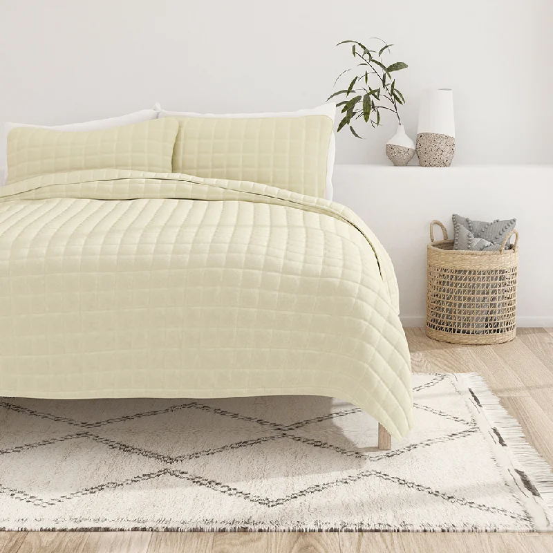 3-Piece Square Quilted Coverlet Set