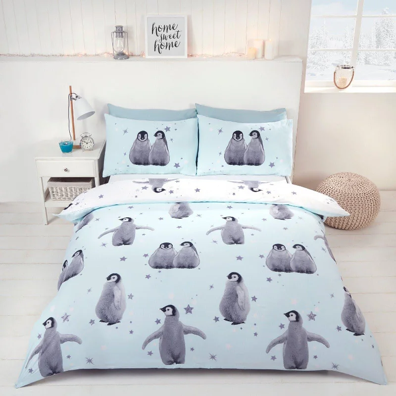 Starry Penguins Duvet Cover Set Ice