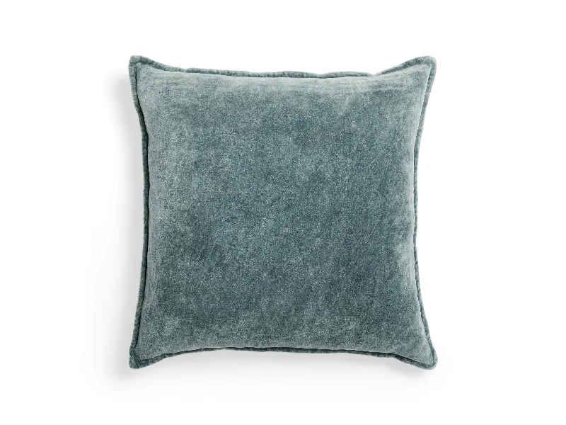 Stone Washed Velvet Square Pillow Cover in Jade