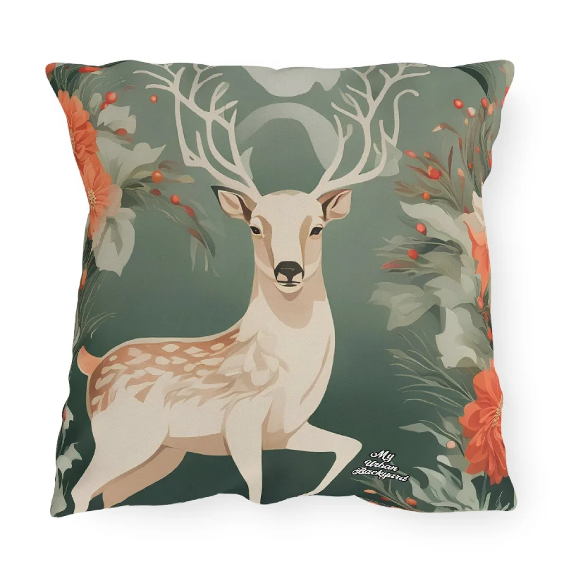 Holiday Deer, Throw Pillow, Indoor/Outdoor Decor for Home or Office