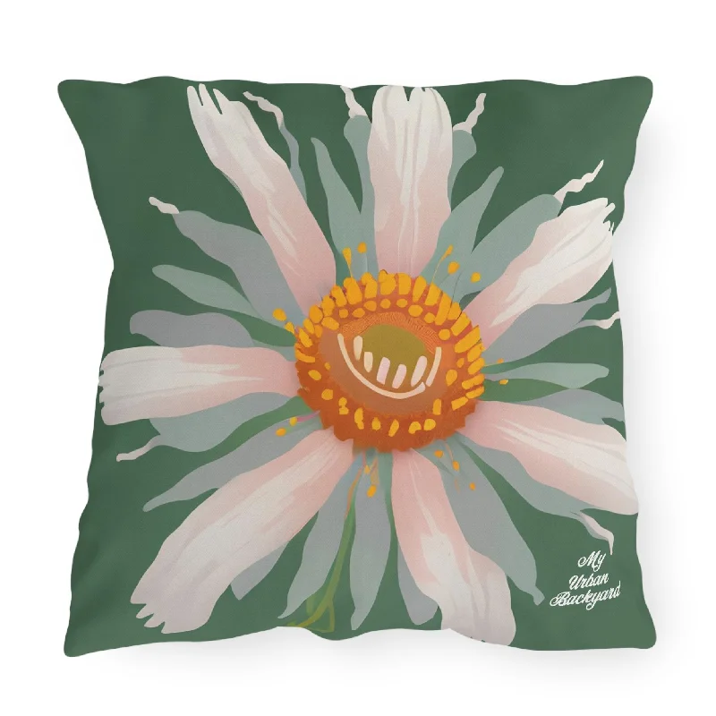 Large White Flower, Amber accent color, Throw Pillow, Indoor/Outdoor Decor for Home or Office