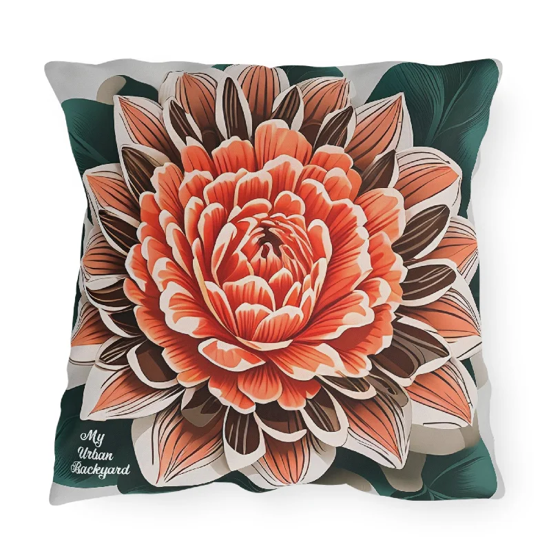 Orange Flower, Terracotta accent color, Throw Pillow, Indoor/Outdoor Decor for Home or Office