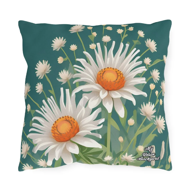 White Flowers, Throw Pillow, Indoor/Outdoor Decor for Home or Office