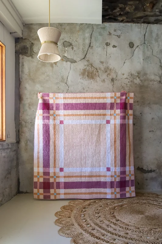 Winter Blush Upscale Plaid Handmade Quilt: Throw size