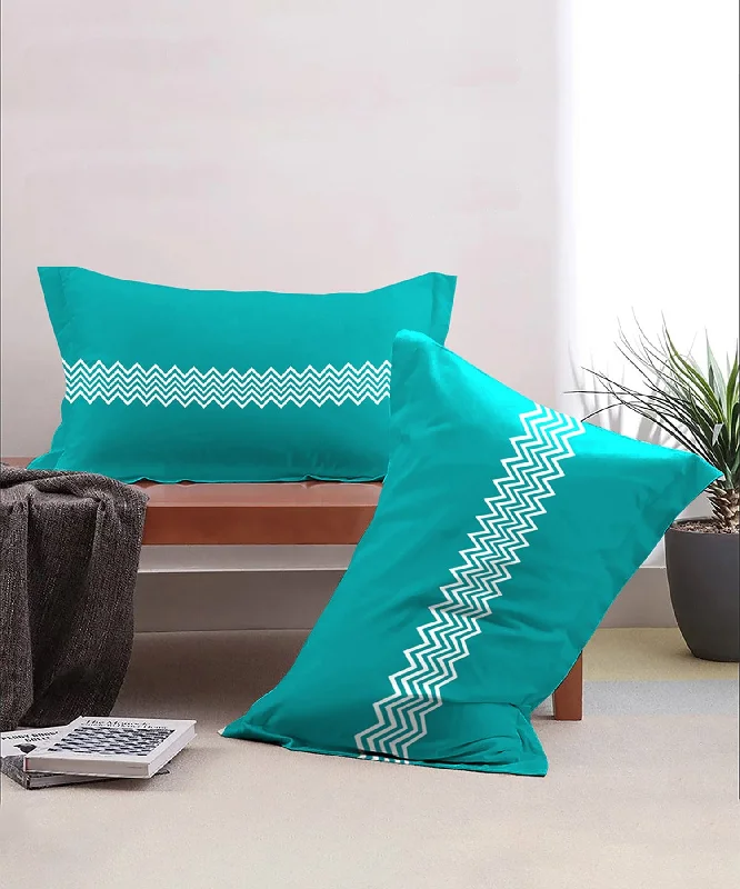 Urban Comfort Pillow Covers Set, 144 Tc,Trippy Triangles Blue