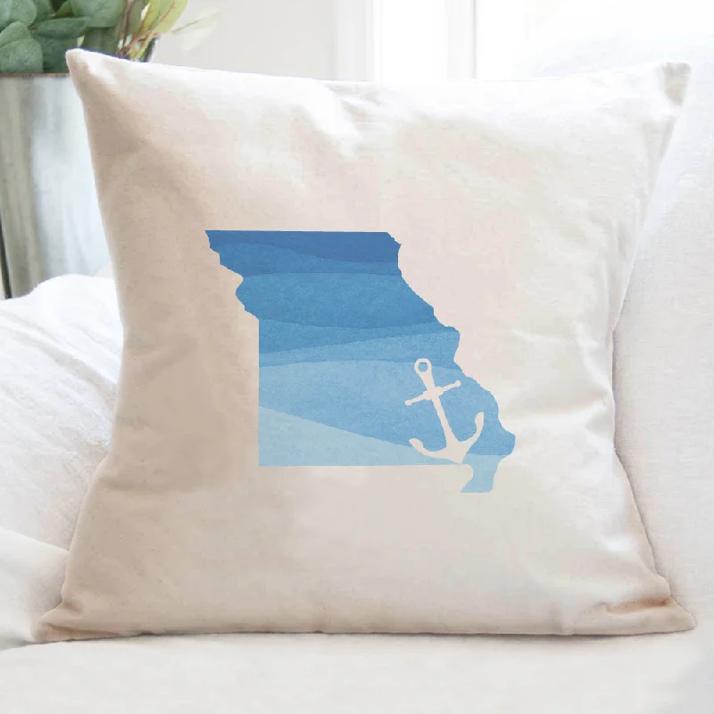 Watercolor State with Anchor - Square Canvas Pillow