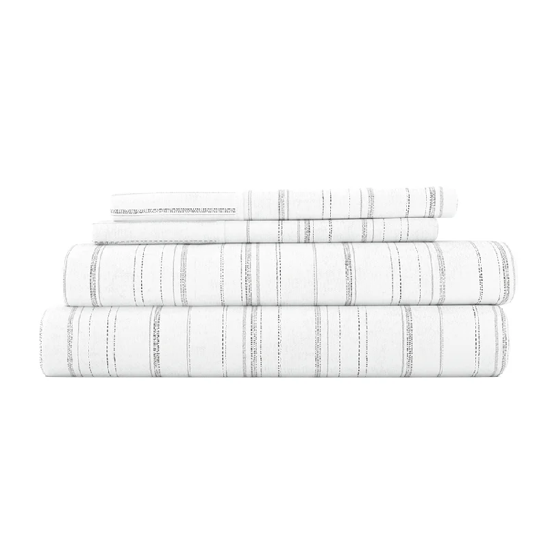 Weathered Stripe 4-Piece Flannel Sheet Set