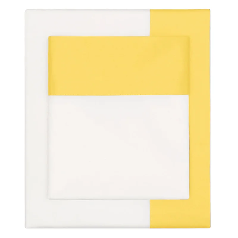 Yellow Border Sheet Set  (Fitted, Flat, & Pillow Cases)